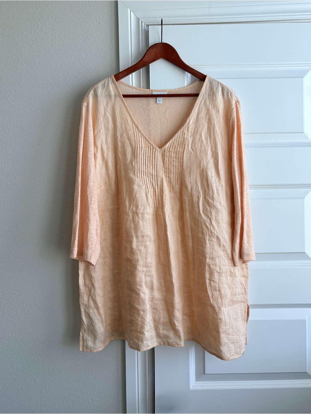 J.Jill Love Linen 100% Linen Peach Pintuck Tunic Top XL